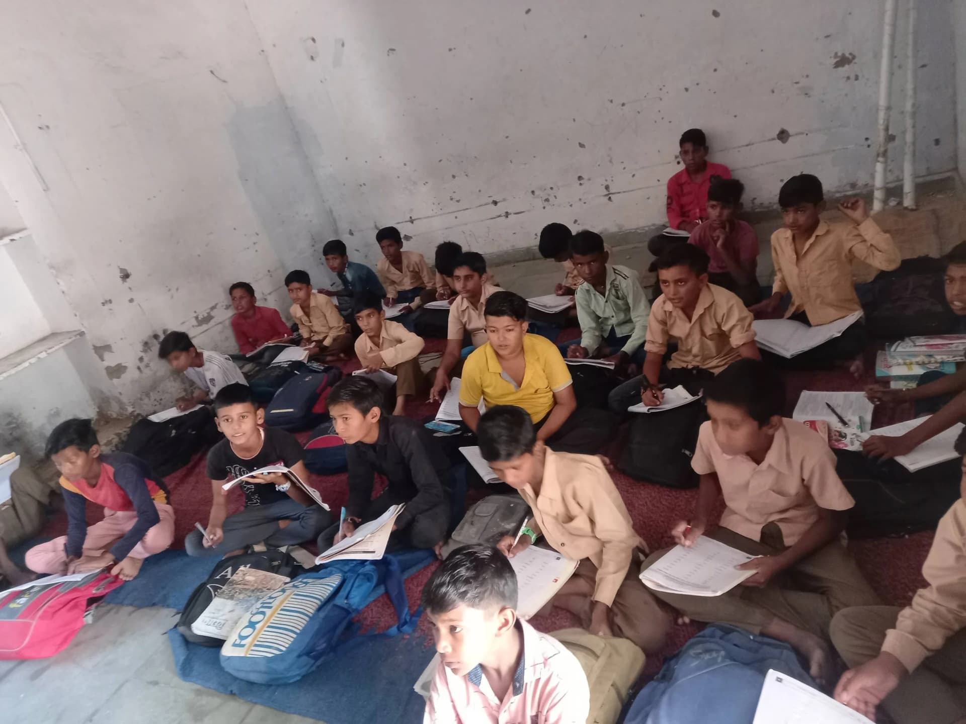 Students in a Rajasthan classroom using SmartPaper worksheets